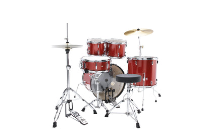 TAMA Stagestar Drum Set 5 teilig (22" BD) - Candy Red Sparkle/Chrom HW + MEINL Cymbals BCS Cymbal Set