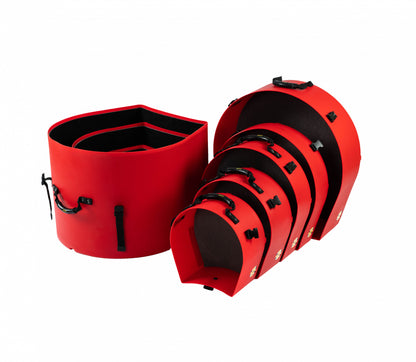 HARDCASE Rock/Fusion Case Set - 22“ Bass Drum, 10“ Tom, 12“ Tom, 16“ Floor Tom, 14“ Snare Drum - Red / komplett gepolstert