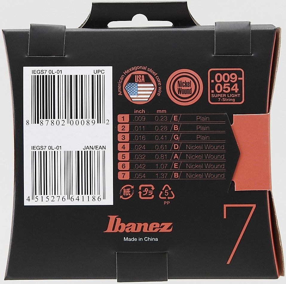 IBANEZ Saiten Set für 7 String E-Gitarre - Super Light