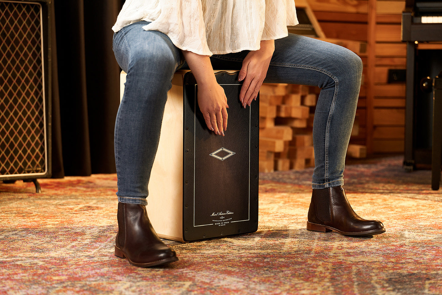 MEINL Percussion Artisan Edition Series String Cajon Soleá Line - Ebony Burst