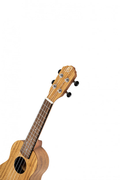 ORTEGA Timber Series Soprano Ukulele 4 String - Zebrawood Natural + Bag
