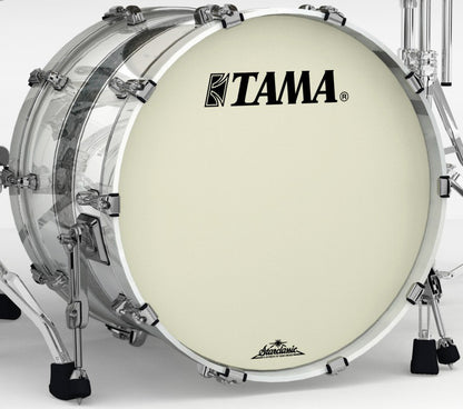 TAMA Starclassic Maple Lacquer Bass Drum 22" x 18" - Silver Snow Racing Stripe/Black Nickel HW/mit Tom Halter