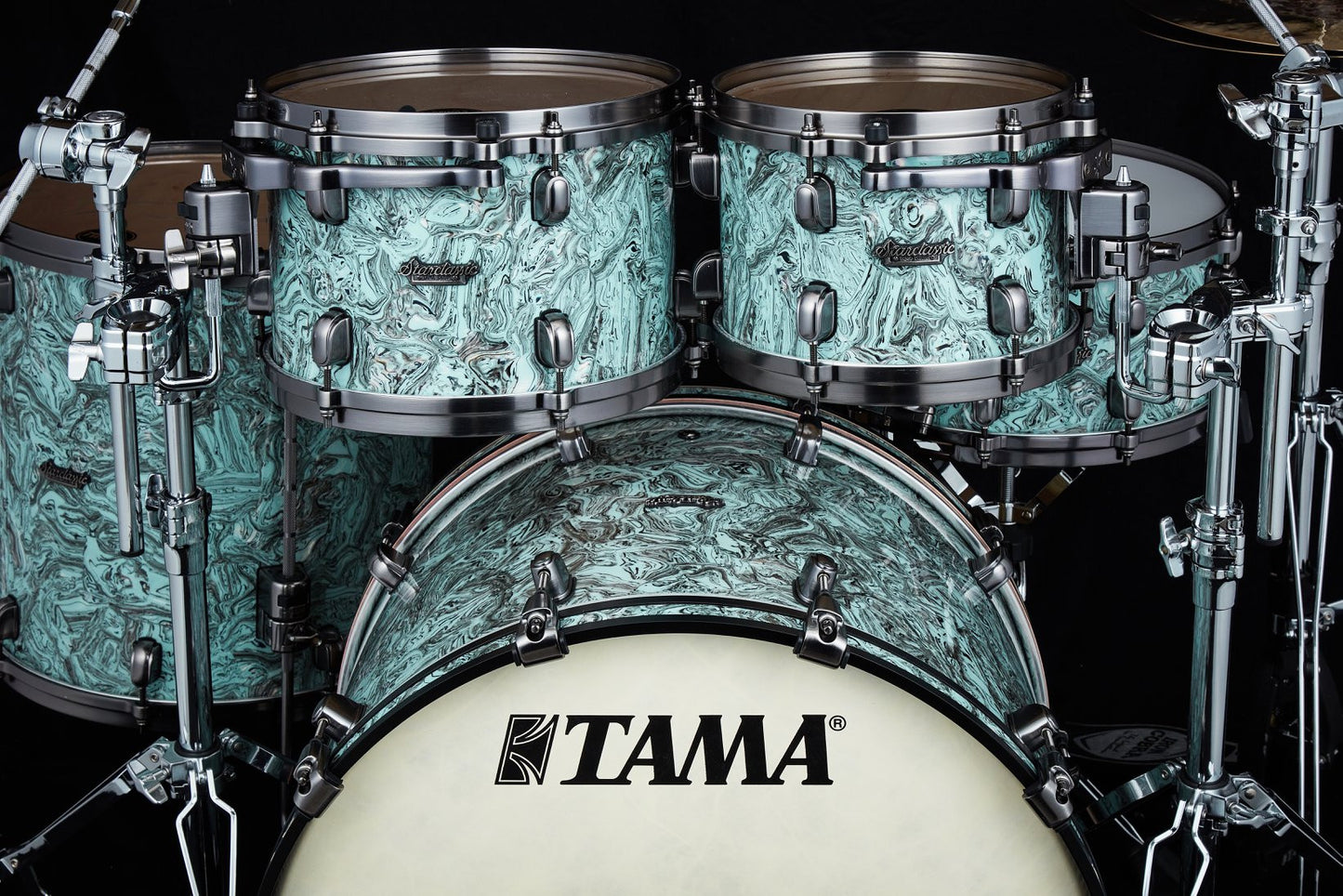 TAMA Starclassic Maple Duracover Wrap Shell Kit 4 pcs - Sky Blue Swirl/Black Nickel HW