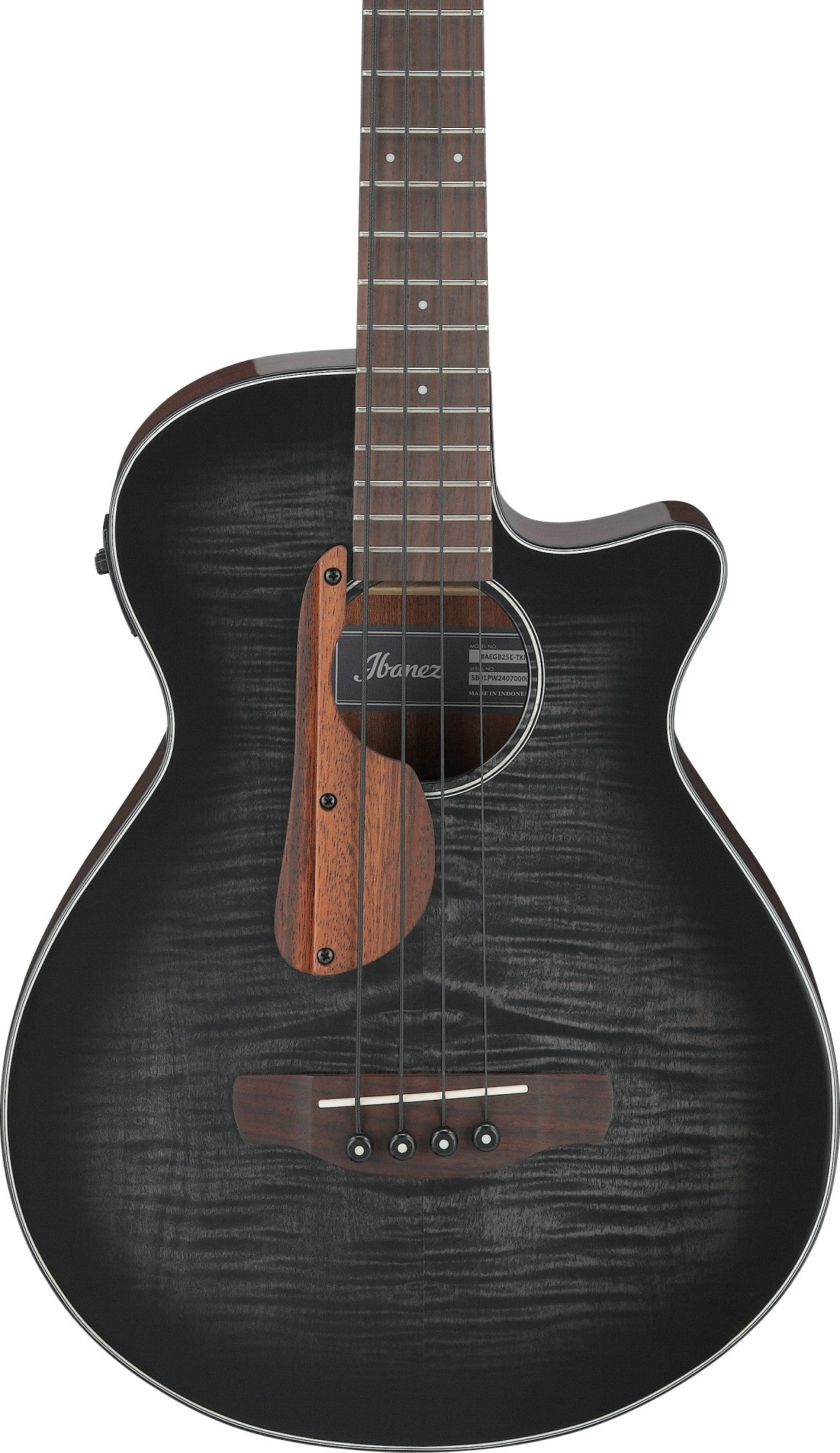 IBANEZ AEGB Acoustic Bass 4-String - Transparent Black Sunburst, Natural High Gloss Back & Sides