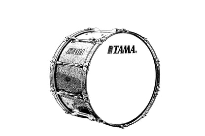 TAMA Fieldstar Premium Marching Bass Drum 24" x 14" - Sugar White/Chrom HW