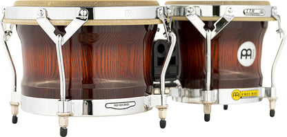 MEINL Percussion Woodcraft Series Wood Bongo 7" Macho & 9" Hembra - Antique Mahogany Burst/Chrome HW