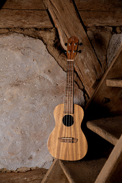 ORTEGA Timber Series Concert Preamp Ukulele 4 String - Zebrawood Natural + Bag