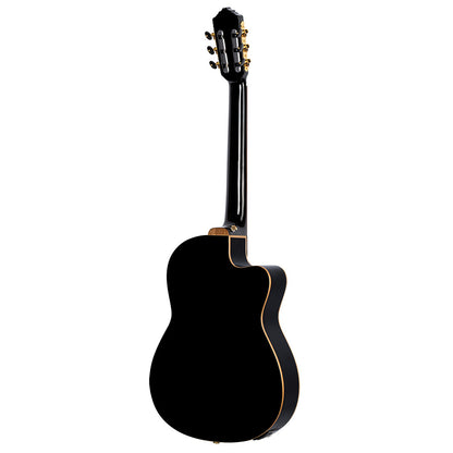 ORTEGA Performer Series 4/4 Thinline Konzertgitarre 6-String Lefty - Black + Gigbag