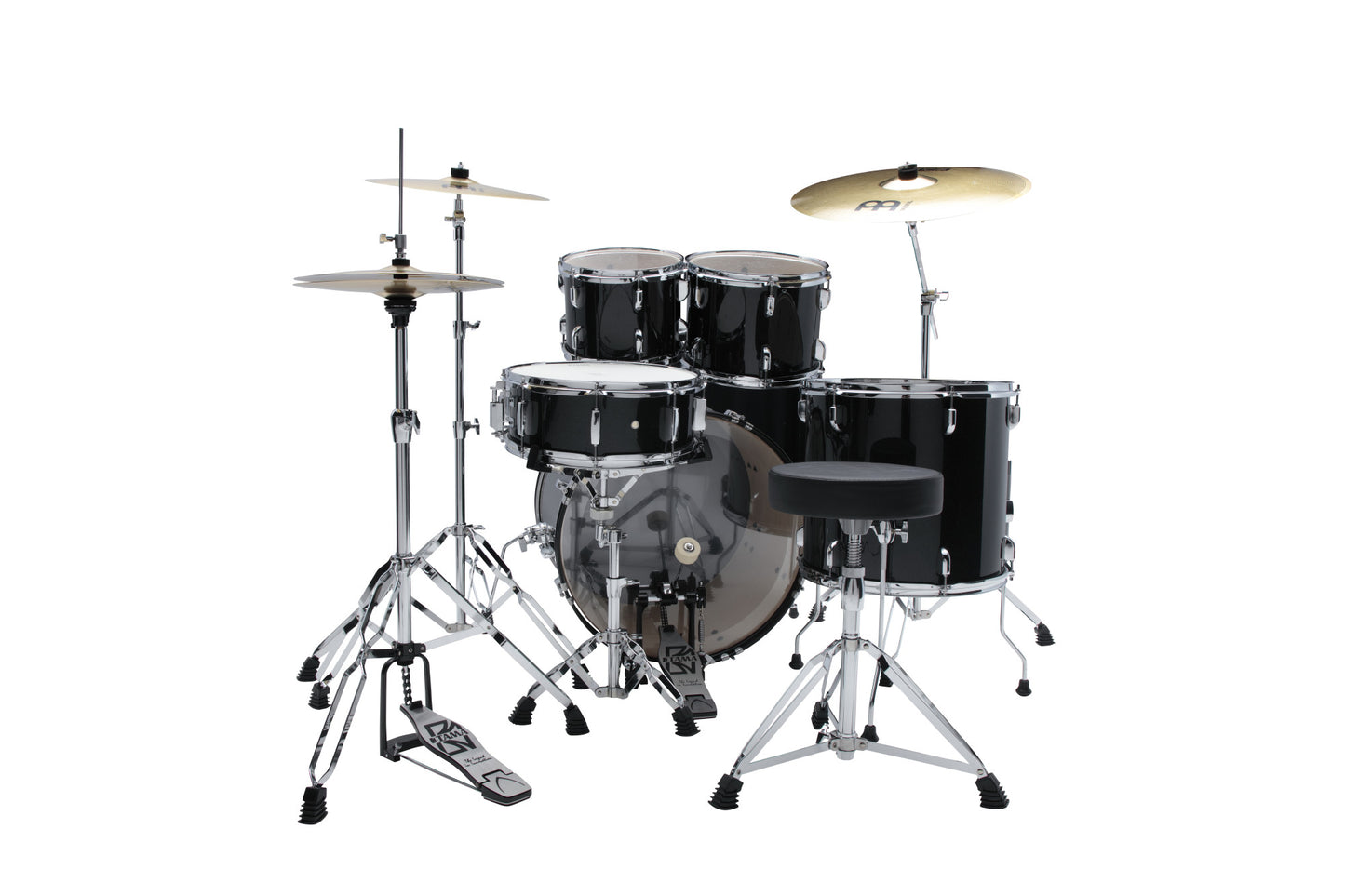 TAMA Stagestar Drum Set 5 teilig (22" BD) - Black Night Sparkle/Chrom HW + MEINL Cymbals BCS Cymbal Set