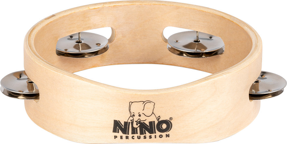 NINO Percussion Single Row Wood Tambourine - 6” Natural