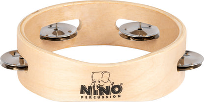 NINO Percussion Single Row Wood Tambourine - 6” Natural
