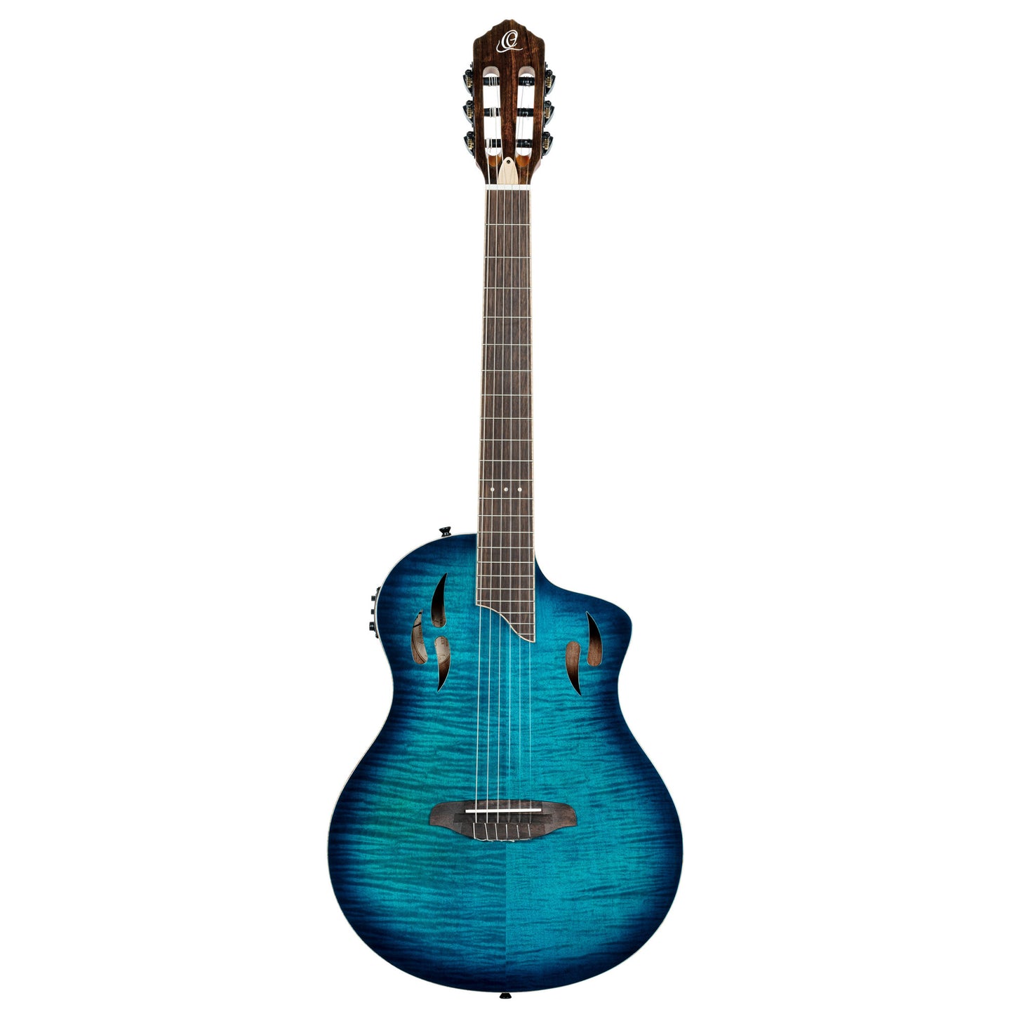 ORTEGA TourPlayer DeLuxe Nylon String Guitar 6-String - Flamed Maple Blue + Gig Bag