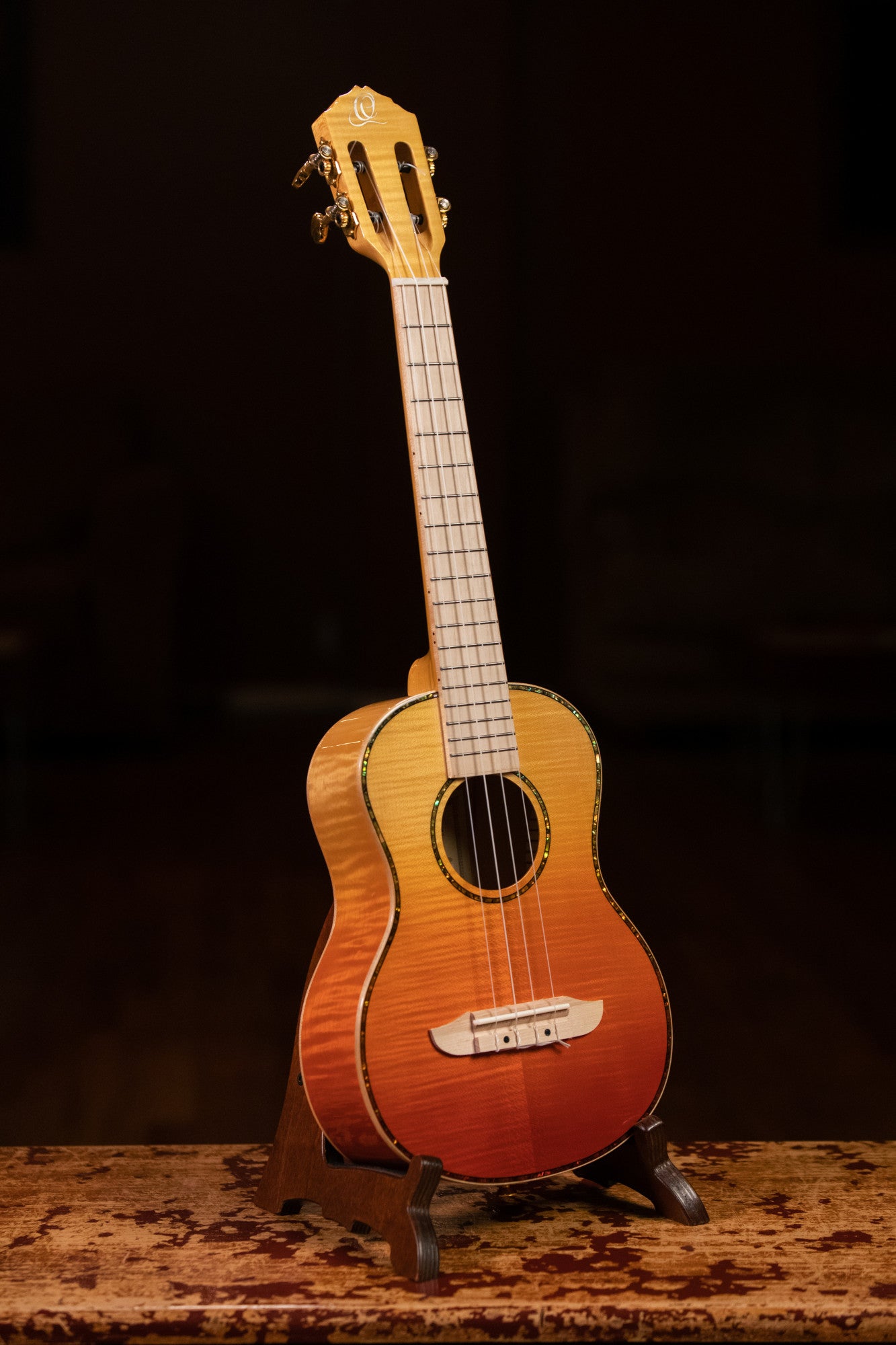 ORTEGA Prism Series Tenor Ukulele 4 String - Flamed Maple Tequila Burst Fade + Bag
