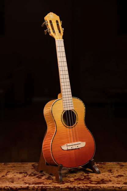 ORTEGA Prism Series Tenor Ukulele 4 String - Flamed Maple Tequila Burst Fade + Bag