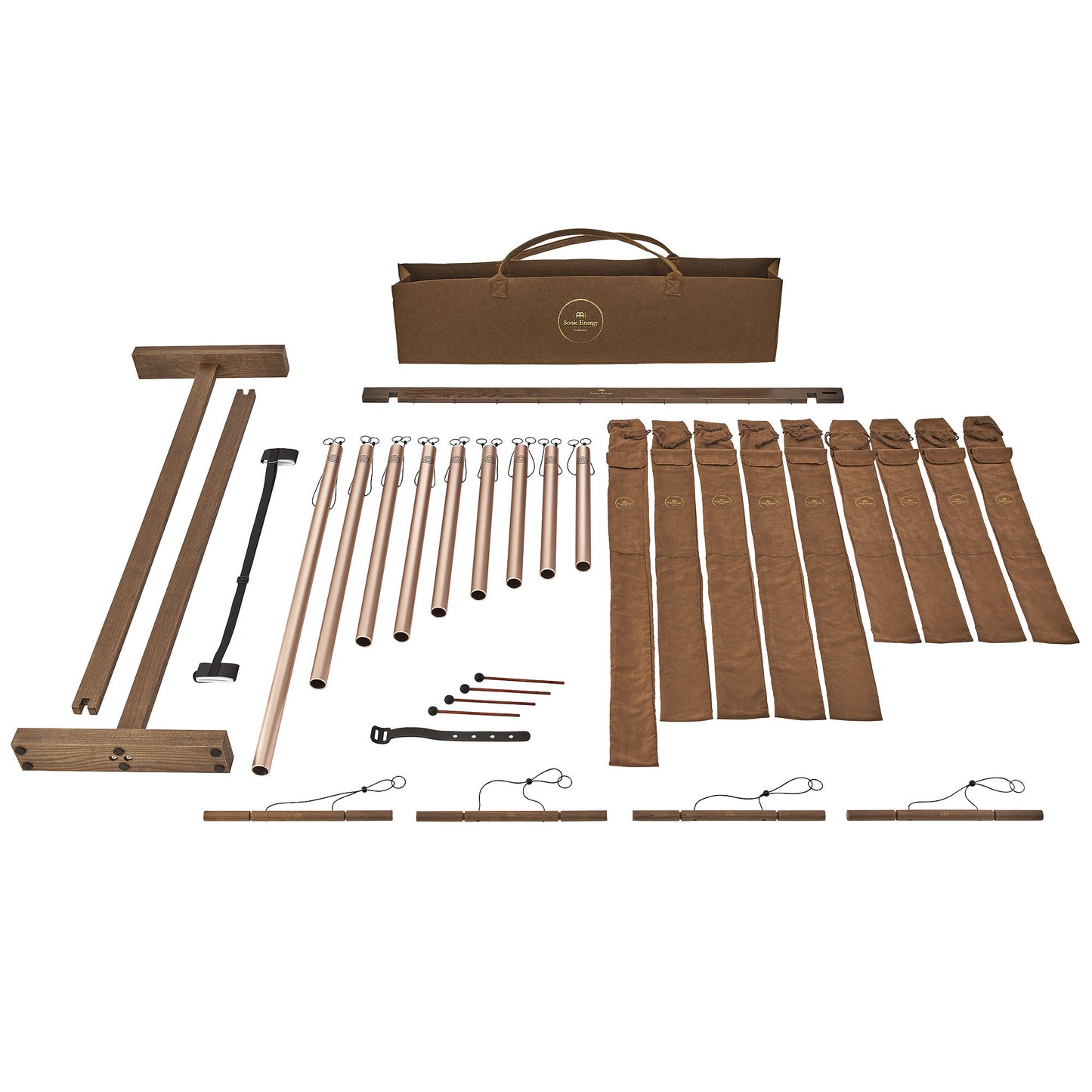 Meinl Sonic Energy Sound Bath Tube Chime Solfeggio Set, Champagnergold - 9 teilig