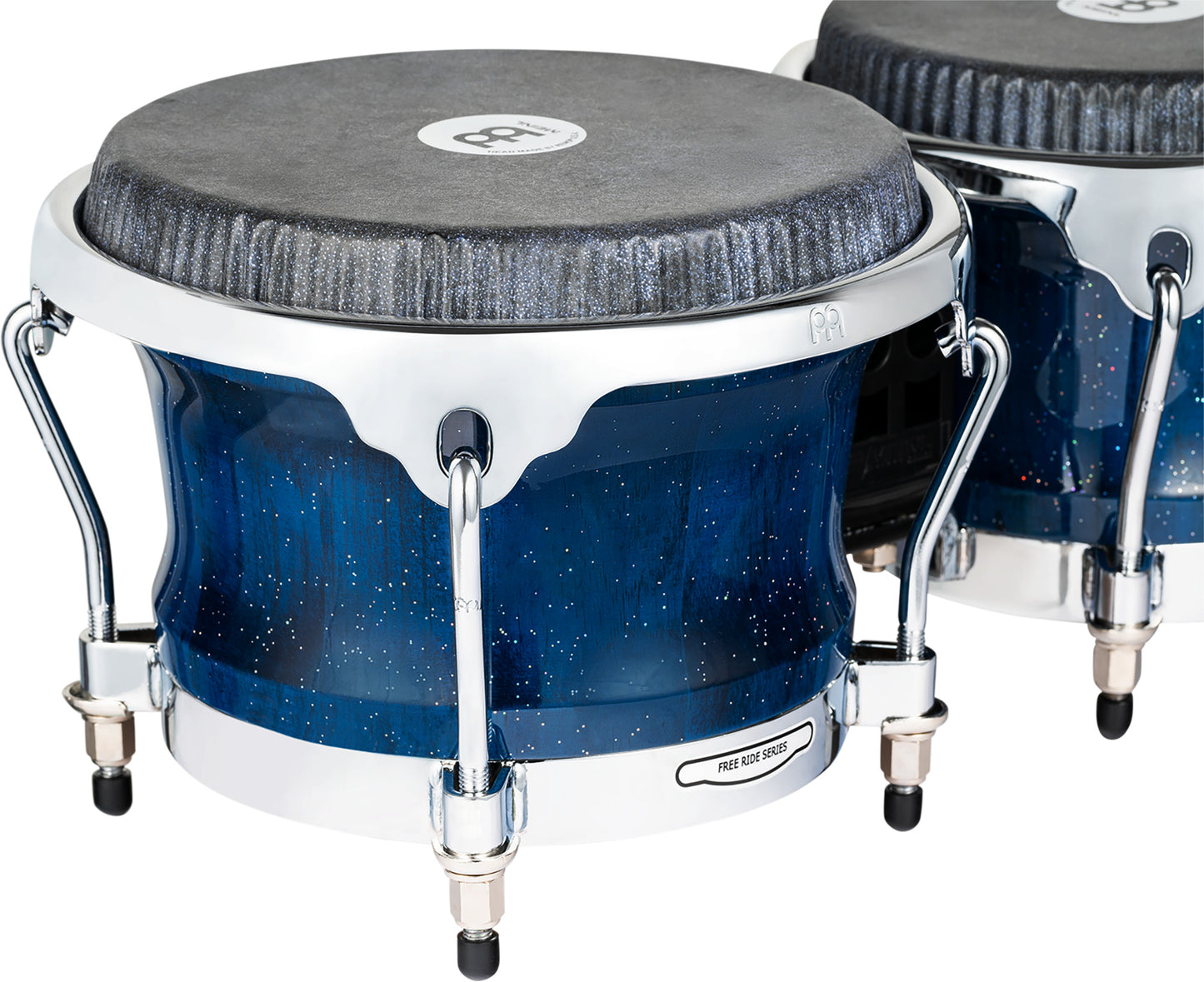 MEINL Percussion Artist Series Bongo William "Kachiro" Thompson, REMO® Black Calfskin Skyndeep Heads - 7" & 8 1/2" Blue Wave