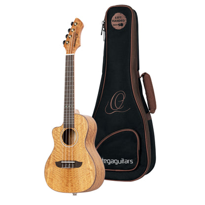 ORTEGA Horizon Serie Konzert Preamp Ukulele 4 String Lefty - Mango Natural + Bag