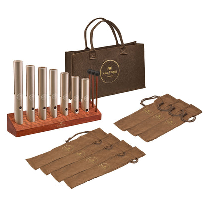 MEINL Sonic Energy 7-piece Wah-Wah Tube Chakra Set, 432 Hz, Champagne gold