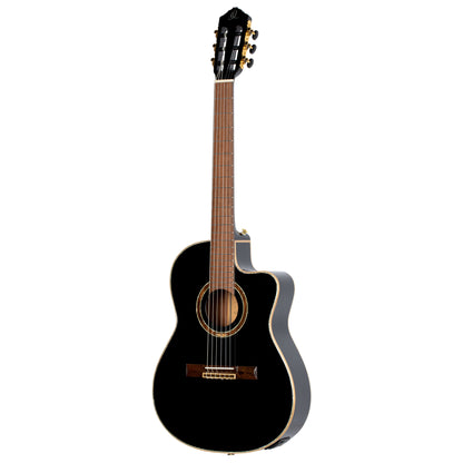 ORTEGA Performer Series Konzertgitarre 4/4 Schmaler Hals Dünner Korpus - schwarz + Bag