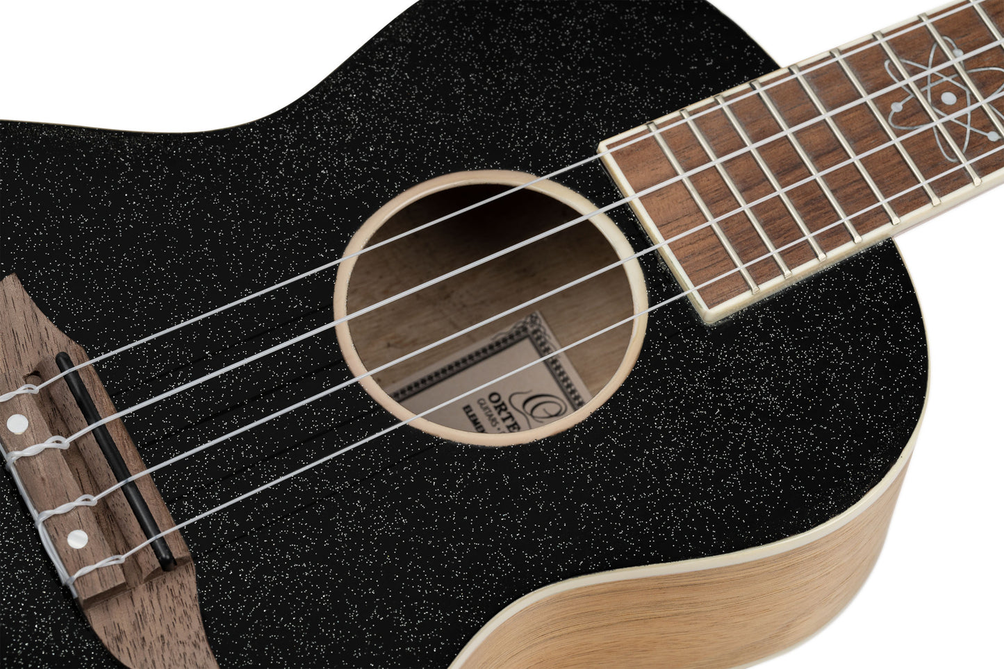 ORTEGA Element Serie Konzert Ukulele 4 String - Spruce / Catalpa Metallic Black + Bag