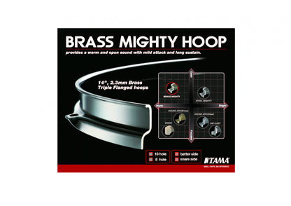 TAMA Brass Mighty Hoops 14" 10-Hole - Chrome Batter Side
