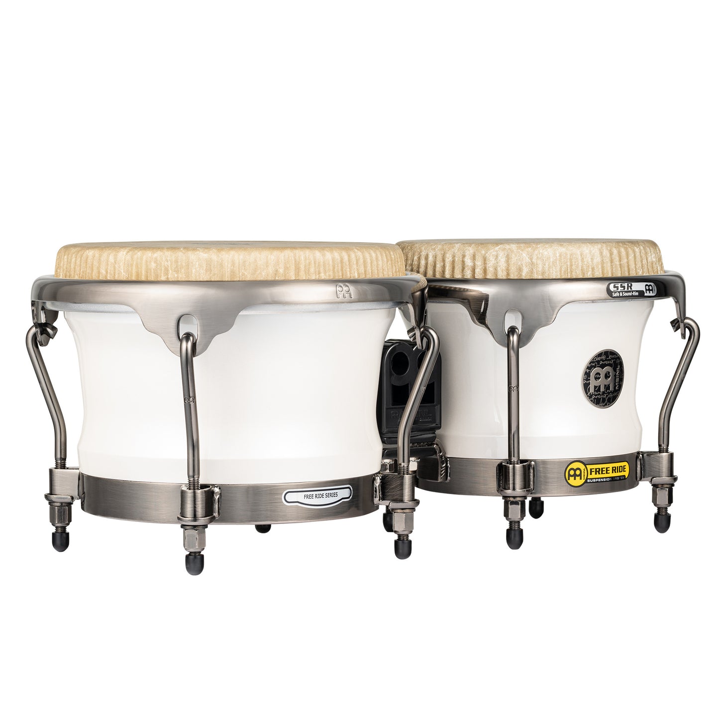 MEINL Percussion Artist Series Bongo Roberto Serrano, REMO® Fiberskyn Heads - 7" & 8 1/2" Pearl White