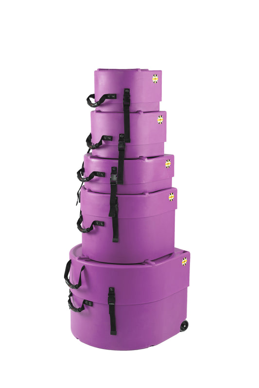 HARDCASE Fusion Case Set 2 - 20“ Bass Drum, 10“ Tom, 12“ Tom, 14“ Floor Tom, 14“ Snare Drum - Purple / komplett gepolstert