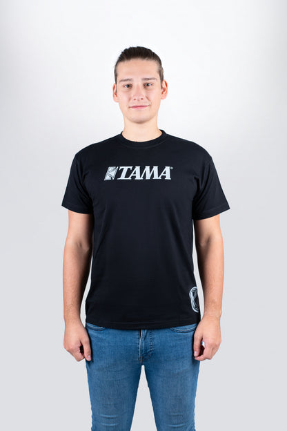TAMA T-Shirt in schwarz mit weißem Logo auf der Brust