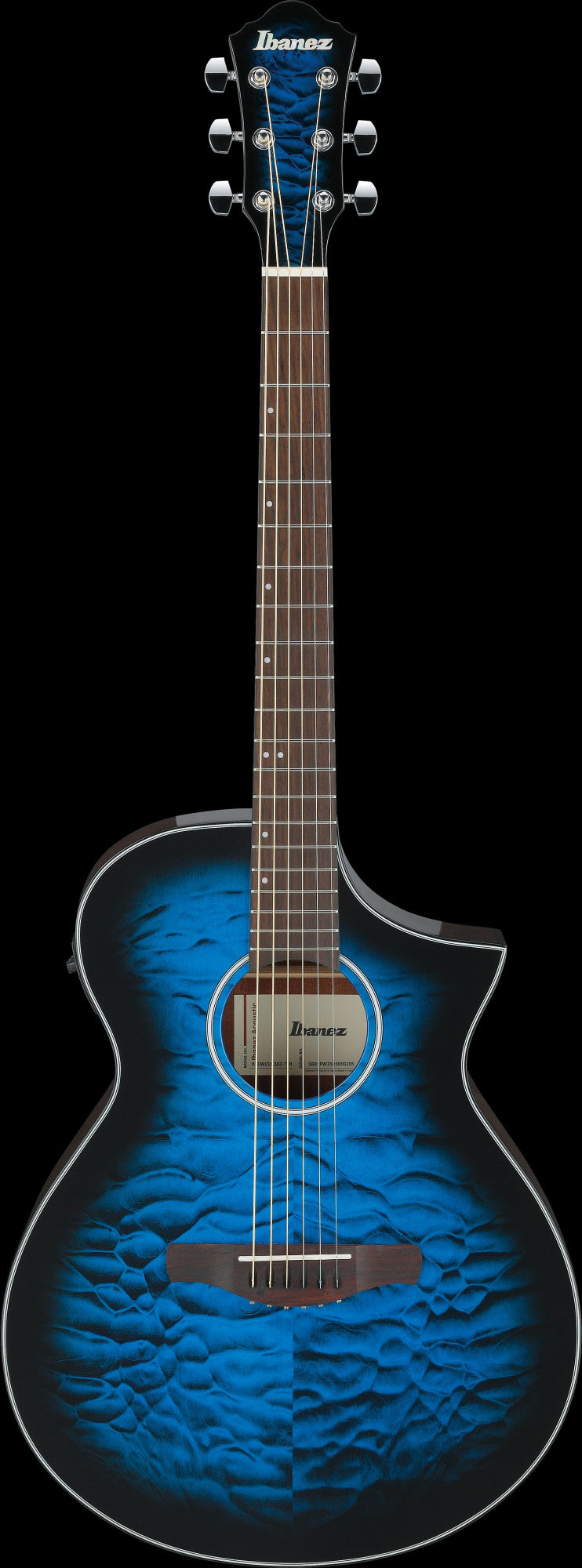 IBANEZ AEWC Acoustic Guitar 6-String - Transparent Blue Sunburst Top & Natural High Gloss Back & Side