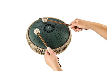 MEINL Sonic Energy Medium Octave Steel Tongue Drum 10" - F# Minor/8 Notes/432 Hz - Dark Green