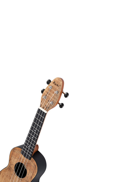 KEIKI K3 Serie Sopran Ukulele Lefty Set - Spalted Maple / ABS