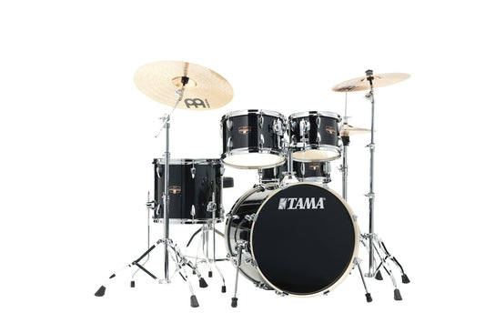 TAMA Imperialstar Drum Set 5 teilig - Hairline Black/Chrom HW + MEINL Cymbals HCS Cymbal Kit/Stage Master Double-Braced Hardware Kit