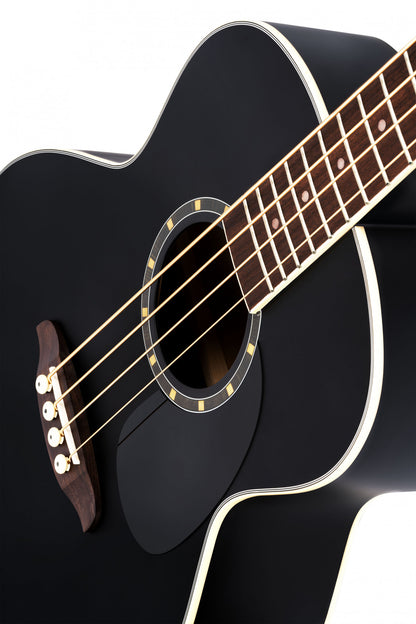 ORTEGA Deep Series 7 Medium Scale Acoustic Bass 4 String - Spruce / Mahogany Satin Black