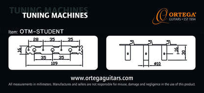 ORTEGA Student Series Guitar Tuning Machines - Chrome/Black