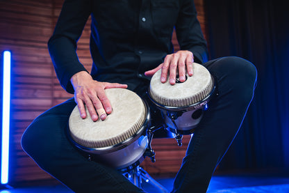 MEINL Percussion Artist Series Bongo Roberto Serrano, REMO® Fiberskyn Heads - 7" & 8 1/2" Pearl White