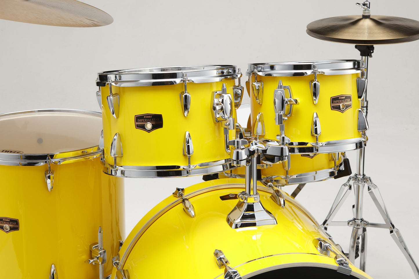 TAMA Imperialstar Drum Set 5 pcs - Electric Yellow/Chrome HW + MEINL Cymbals HCS Cymbal Kit/Stage Master Double-Braced Hardware Kit