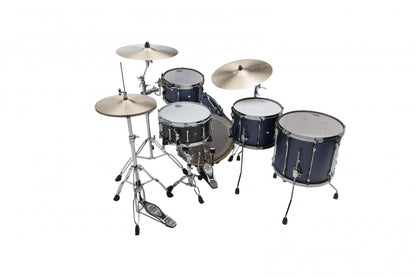 TAMA Superstar Hyper-Drive Duo Kit 4pcs - with 14" x 10" Duo Snare - Satin Blue Vertical Stripe / Black Nickel HW