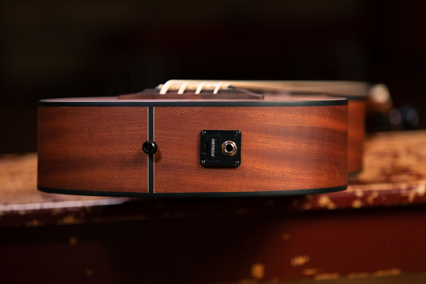 ORTEGA Lizard Serie Short Scale Fretless Uke Bass 4 String - Solid Mahogany Natural + Bag