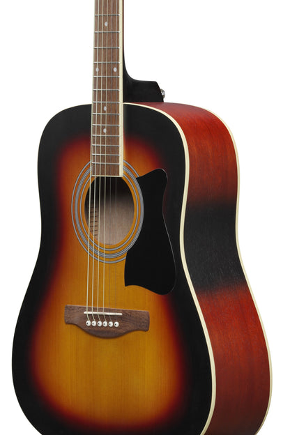 IBANEZ Jampack Acoustic Guitar Set 6-String - Open Pore Vintage Sunburst + Gig Bag, Strap, Tuner & Picks