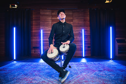 MEINL Percussion Artist Series Bongo Roberto Serrano, REMO® Fiberskyn Heads - 7" & 8 1/2" Pearl White