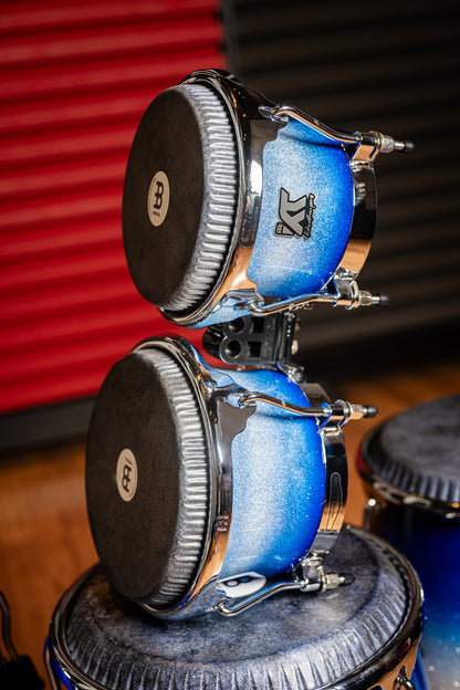 MEINL Percussion Artist Series Bongo William "Kachiro" Thompson, REMO® Black Calfskin Skyndeep Heads - 7" & 8 1/2" Electric Sky