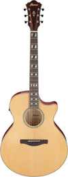IBANEZ AE Acoustic Guitar 6-String - Natural High Gloss Top, Transparent Red High Gloss Back & Sides