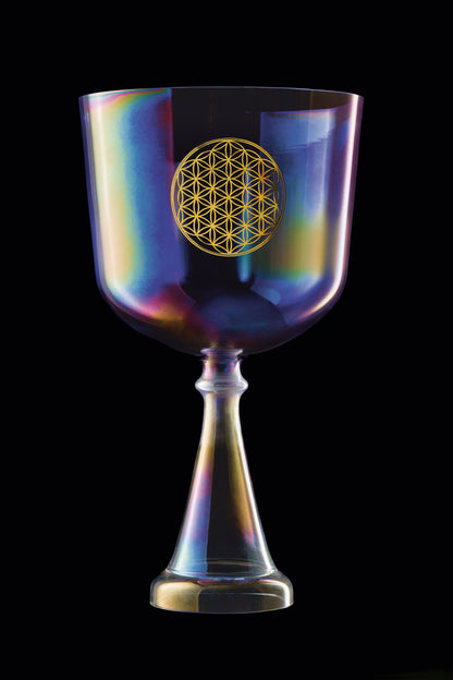 MEINL Sonic Energy Crystal Singing Chalice 8" - F3/Heart Chakra/440 Hz - Flower of Life/Purple