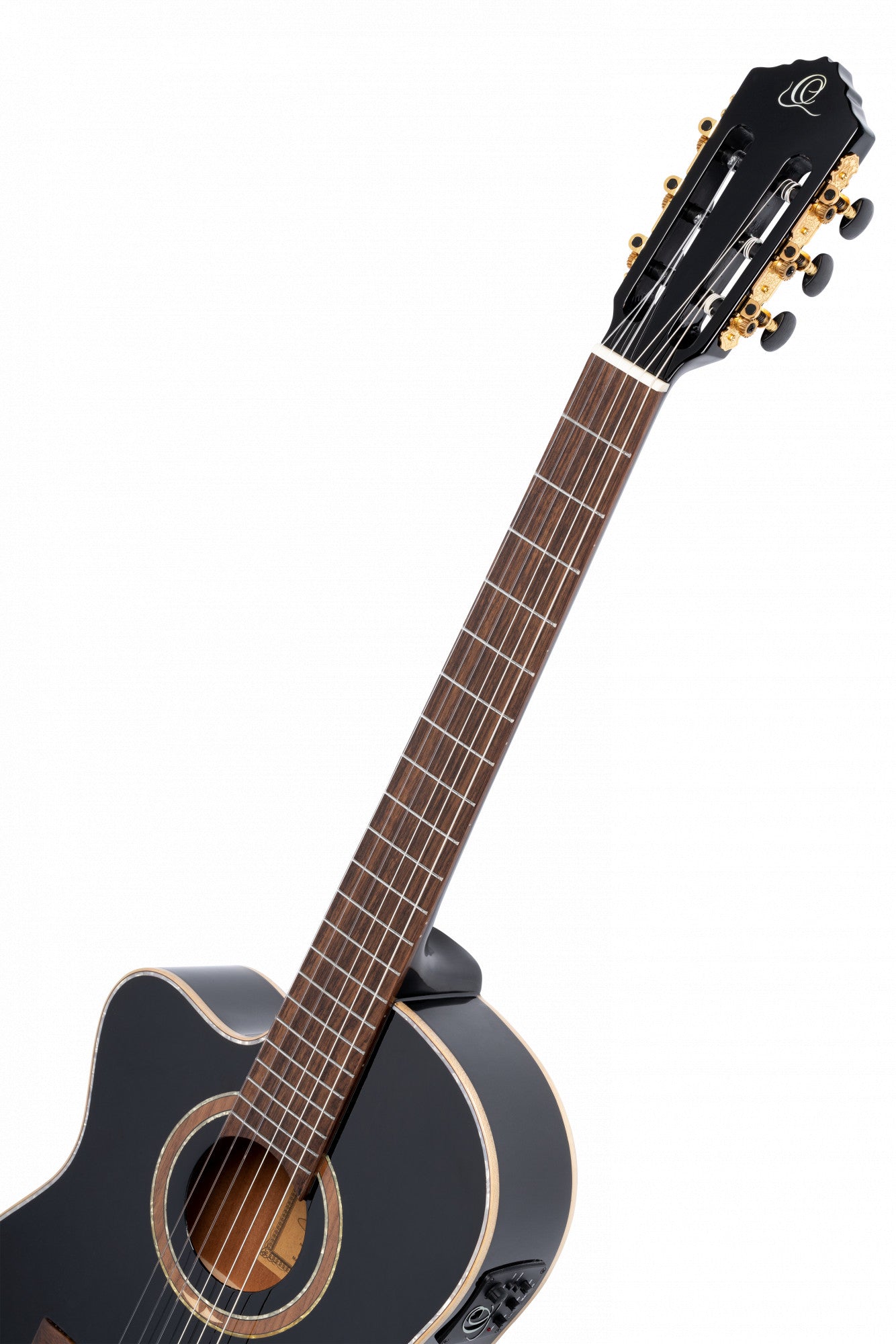 ORTEGA Feel Series Konzertgitarre 4/4 Schmaler Hals Dünner Korpus Lefty - schwarz inkl. Tasche und Gurt