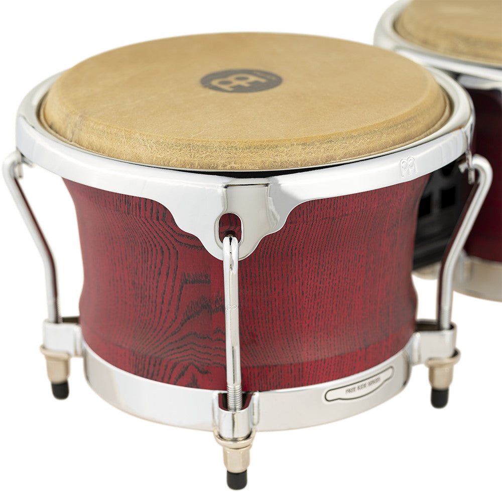 MEINL Percussion Woodcraft Serie Wood Bongo 7" Macho & 8 1/2" Hembra - Vintage Red/Chrome HW