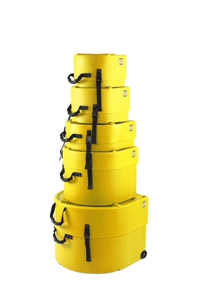 HARDCASE Fusion Case Set 2 - 20“ Bass Drum, 10“ Tom, 12“ Tom, 14“ Floor Tom, 14“ Snare Drum - Yellow / komplett gepolstert