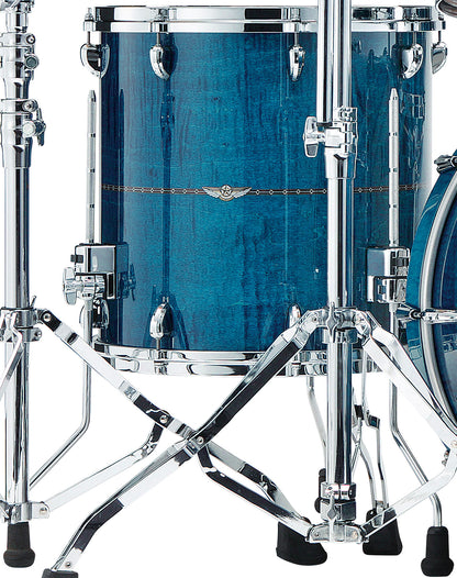TAMA STAR Maple Floor Tom 14" x 14" - Ocean Blue Curly Maple/Chrom HW/mit Inlay (outside)