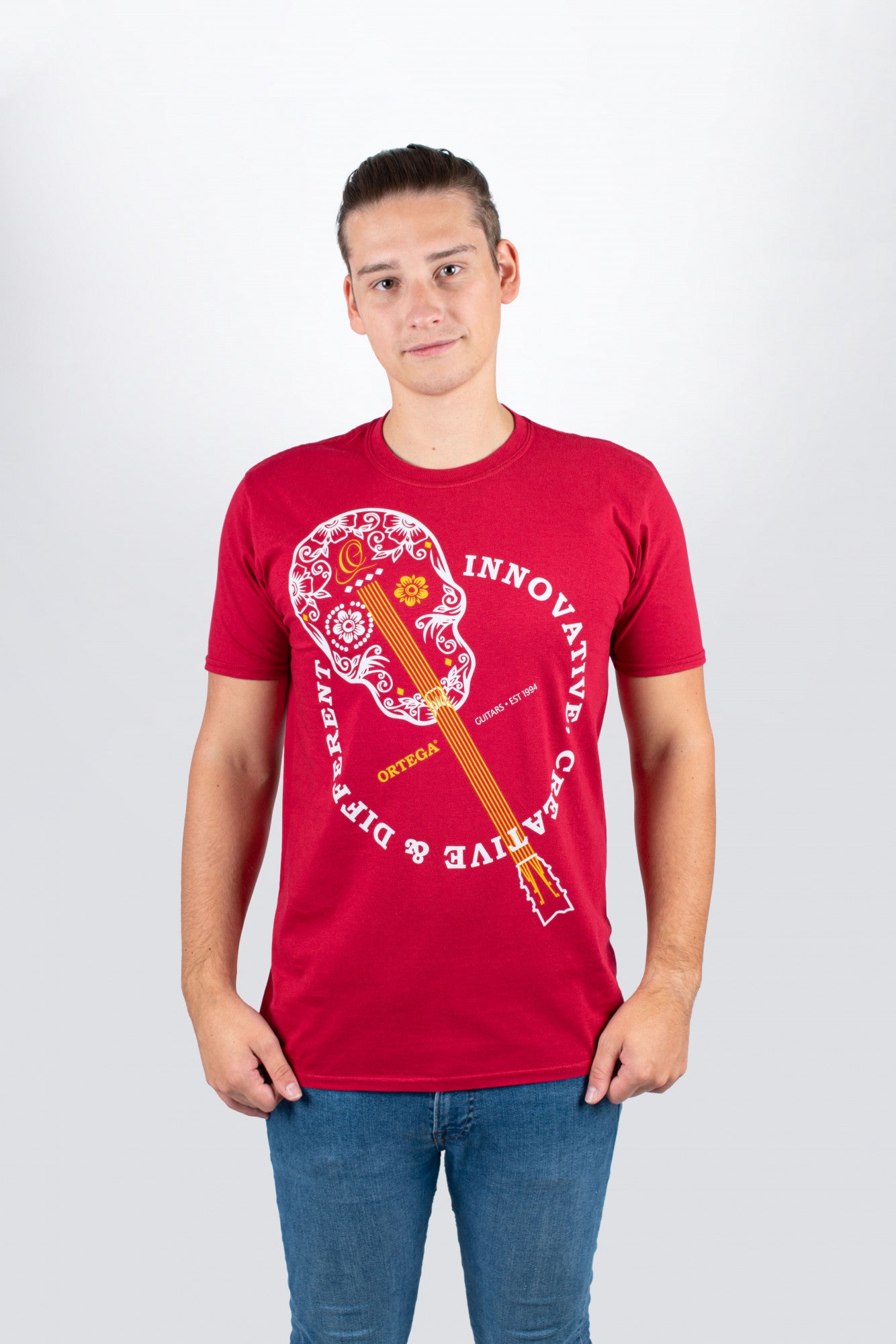 ORTEGA T-Shirt "Skull" - Burgundy Red