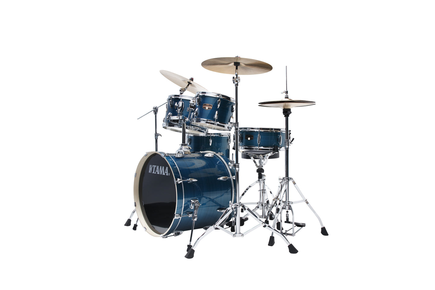 TAMA Imperialstar Drum Set 5 teilig - Hairline Blue/Chrom HW + MEINL Cymbals HCS Cymbal Kit/Stage Master Double-Braced Hardware Kit