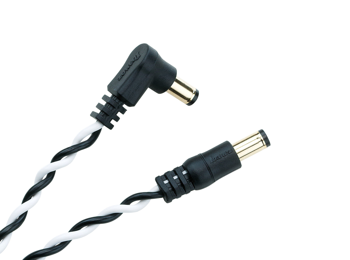 IBANEZ Verdrilltes DC-Kabel Schwarz & Weiß, Länge: 8“ Gerader & abgewinkelter Stecker
